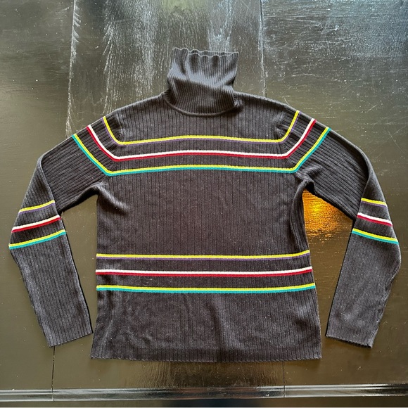 Retro Evan Picone Blue Striped Colorful Pride LGBT Sweater - Picture 1 of 9